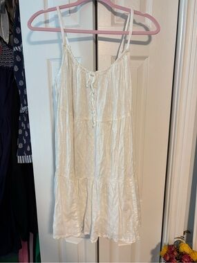 Old Navy White Swiss Dot Tie-Front Mini Dress